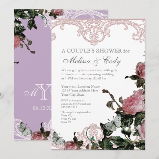 Invitation de douche de mariage pour couples, Trel (Devant / Derrière)