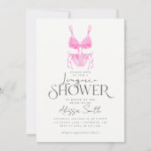 Invitation de douche de mariage rose moderne linge (Devant)