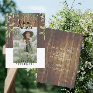 Invitation de douche de mariage rustique en bois p