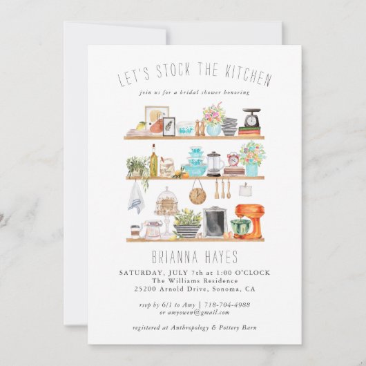 Invitation de douche de mariage Stock the Kitchen (Devant)