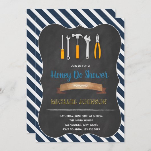 Invitation de douche de marié chéri fais (Devant / Derrière)