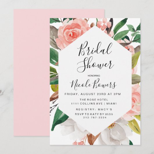 Invitation de douche de mariée à l'aquarelle flora (Devant / Derrière)