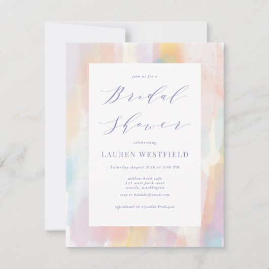 Invitation de douche de mariée à l'aquarelle paste (Devant)