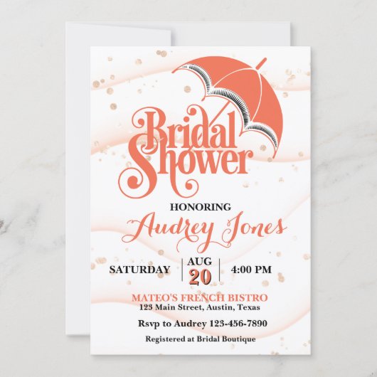 Invitation de douche de mariée au parapluie gingem (Devant)