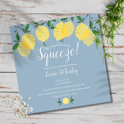Invitation de douche de mariée aux citrons Dusty B