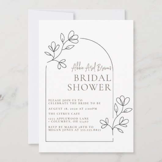 Invitation de douche de mariée avec texte de roses (Devant)