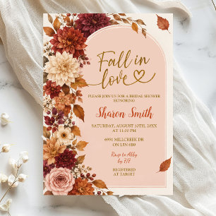 Invitation de douche de mariée bohème florale rust