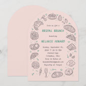 Invitation de douche de mariée brunch dessinée à l (Devant / Derrière)