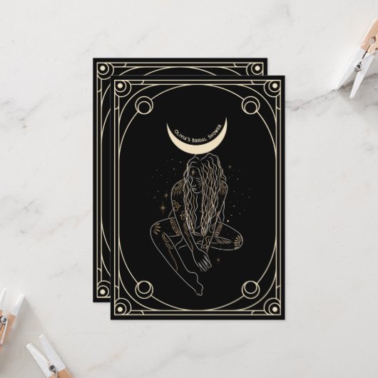 Invitation de douche de mariée carte de tarot  (Devant/Arrière en situation)
