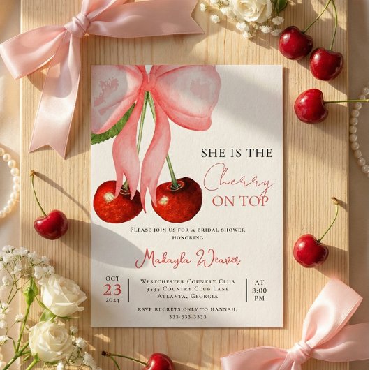 Invitation de douche de mariée Coquette Cherry on