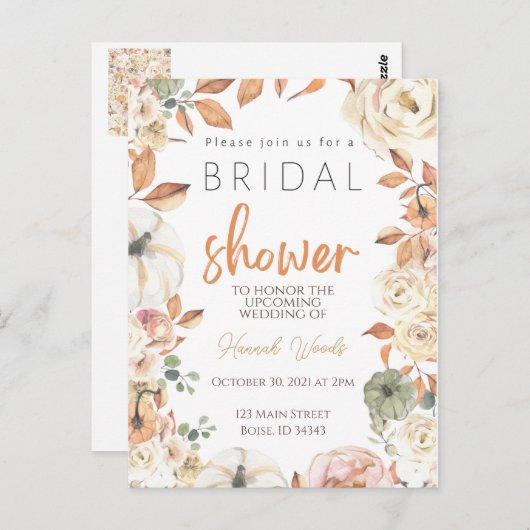 Invitation de douche de mariée d'automne, Affiche (Devant / Derrière)