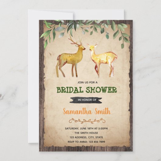 Invitation de douche de mariée de chasse de cerf (Devant)