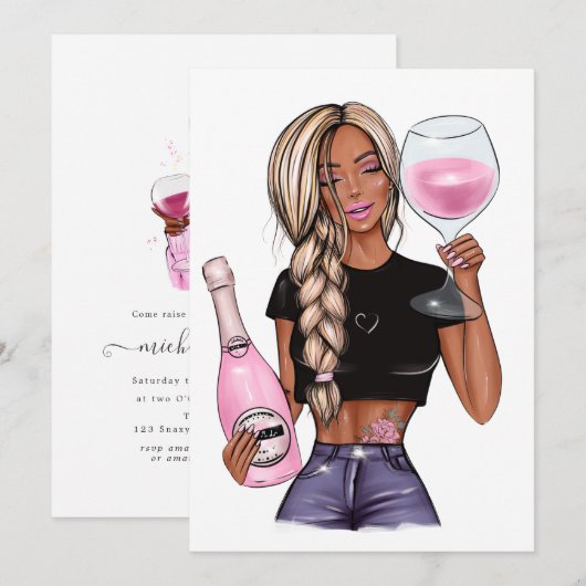 Invitation de douche de mariée dégustation de vin (Devant / Derrière)