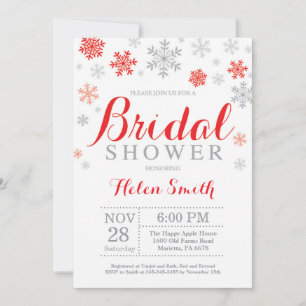 Invitation de douche de mariée d'hiver flocon de n