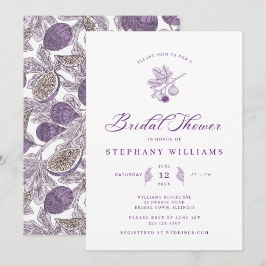 Invitation de douche de mariée élégante à la figue (Devant / Derrière)
