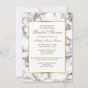 Invitation de douche de mariée élégante en marbre