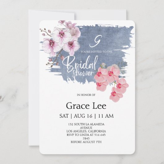 Invitation de douche de mariée en denim rustique (Devant)