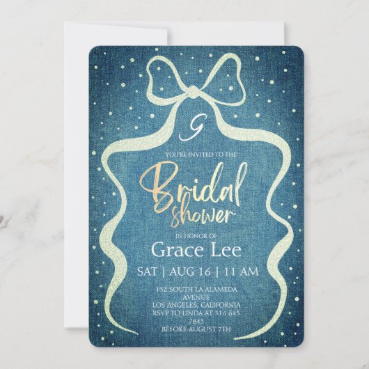 Invitation de douche de mariée en denim rustique (Devant)