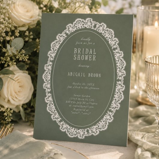 Invitation de douche de mariée en dentelle florale