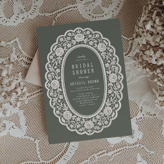 Invitation de douche de mariée en dentelle florale