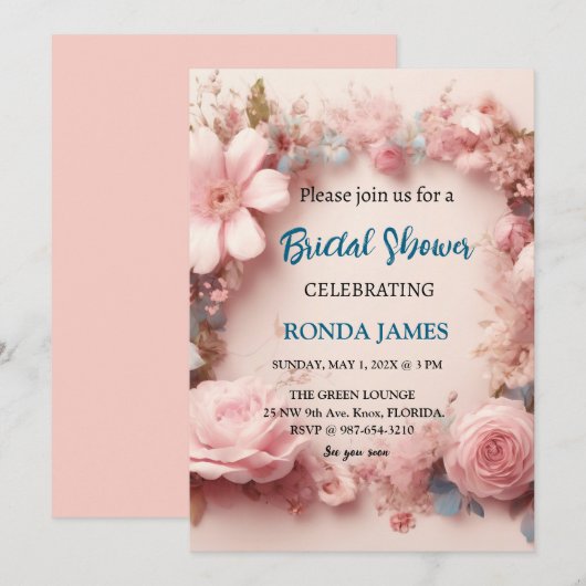 Invitation de douche de mariée florale (Devant / Derrière)