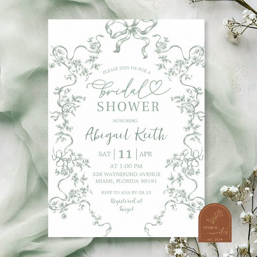 Invitation de douche de mariée florale à l'arc ver