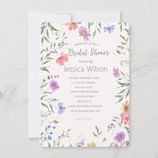 Invitation de douche de mariée florale aquarelle (Devant)