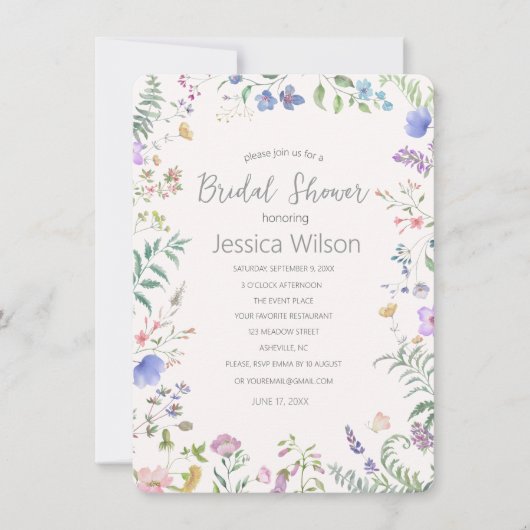 Invitation de douche de mariée florale aquarelle (Devant)
