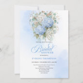 Invitation de douche de mariée florale bleue Soft (Devant)