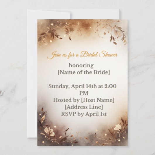Invitation de douche de mariée florale boho (Devant)