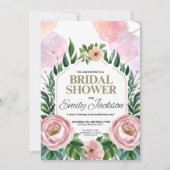 Invitation de douche de mariée florale élégante &  (Devant)