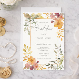Invitation de douche de mariée florale estivale à