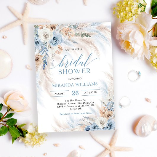 Invitation de douche de mariée florale herbe de la