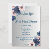 Invitation de douche de mariée florale rose bleue (Devant)