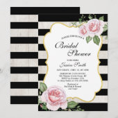 invitation de douche de mariée florale shabby chic (Devant / Derrière)