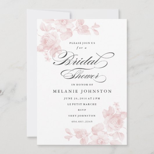 Invitation de douche de mariée florale vintage (Devant)