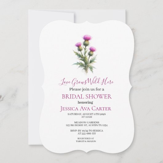 Invitation de douche de mariée florale violette Ch (Devant)