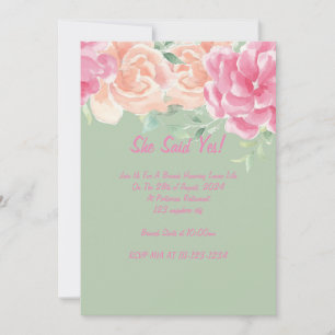 Invitation de douche de mariée, invitation florale