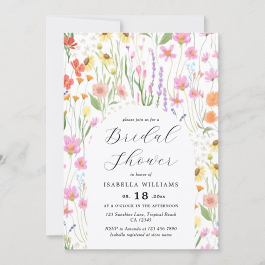 Invitation de douche de mariée Jardin de fleurs sa (Devant)