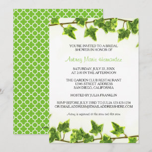 Invitation de douche de mariée - Lierre vert