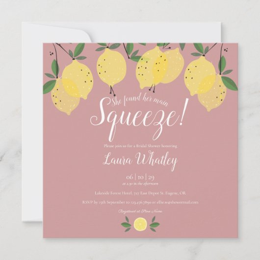 Invitation de douche de mariée Main Squeeze Lemons (Devant)