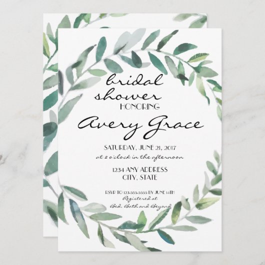 Invitation de douche de mariée - Mariage de verdur (Devant / Derrière)