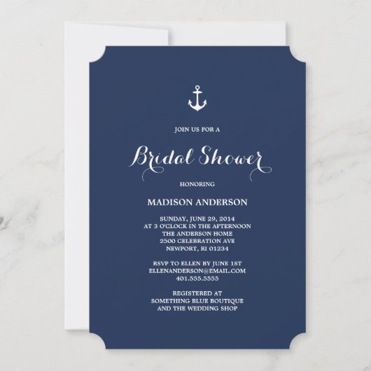 Invitation de douche de mariée | Nautique (Devant)