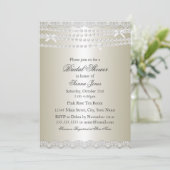 Invitation de douche de mariée Pretty Lace & Pearl (Debout devant)