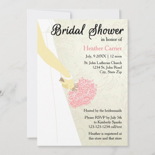 Invitation de douche de mariée - Robe verticale et (Devant)