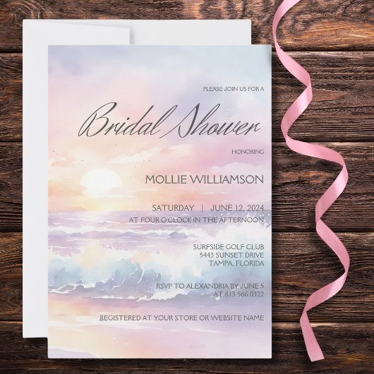 Invitation de douche de mariée Sunset Surf