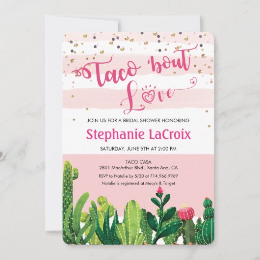 Invitation de douche de mariée Taco bout Love (Devant)