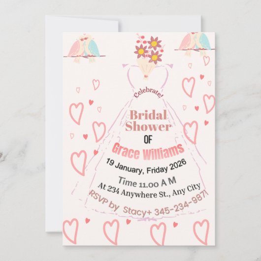 Invitation de douche de mariée – Typographie moder (Devant)