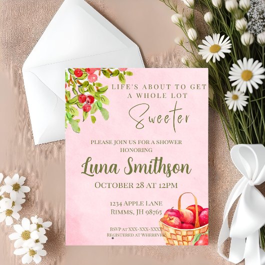 Invitation de douche de panier de pomme rustique –