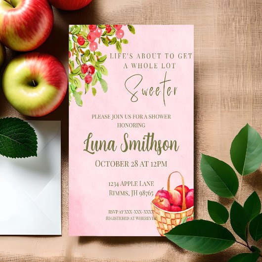 Invitation de douche de panier de pommes rustique 